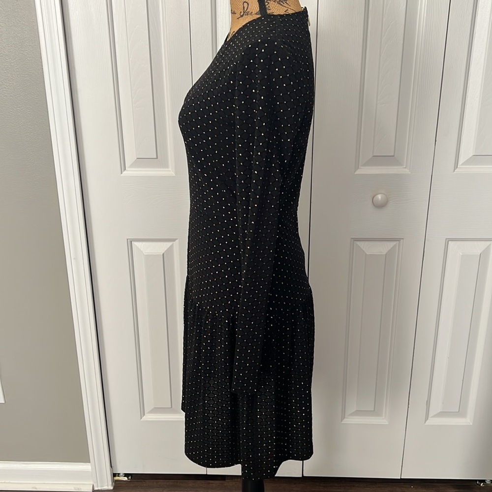 Michael Kors Black & Gold Fit & Flare Long Sleeve Dress - Picture 5 of 9